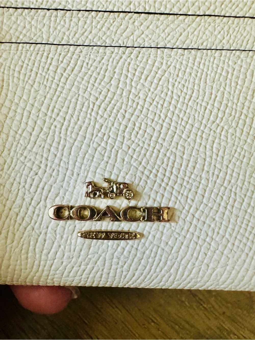 Coach Mini Skinny ID Case/Cardholder Cream and Gold w/Key chain and zipper